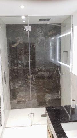 blackheath shower, glass balustrade and mirror