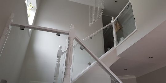 Double Stairs with Glass Balustrade